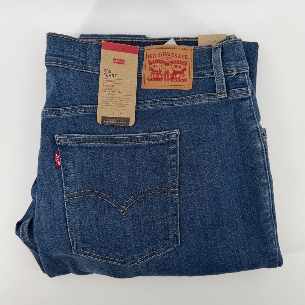 Levi Strauss Co 726 Flare Jeans Womens 22W Medium Wash Denim Pants New With Tags